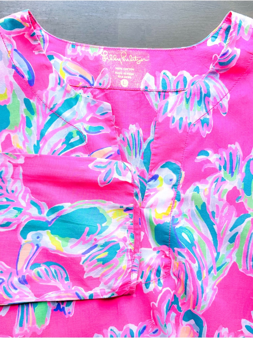 Lilly Pulitzer Pink Dragonfruit Toucan Can Tunic Tropical Print Preppy Coastal - Picture 4 of 11